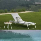 Lettino in Alluminio e Textilene con Inserto in Polywood - Inchiostro Viadurini