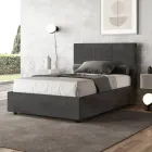 Letto 120x200 cm con Testata a Rettangoli in Microfibra Made in Italy - Brina Viadurini