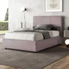 Letto 120x200 cm con Testata a Rettangoli in Microfibra Made in Italy - Brina Viadurini