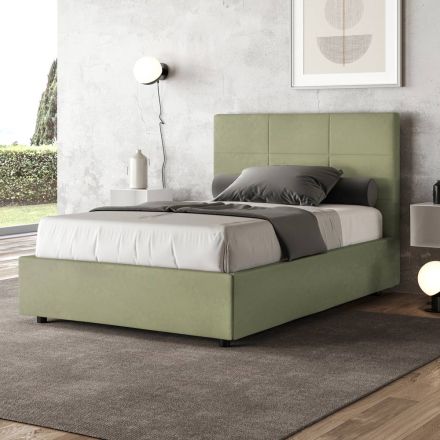 Letto 120x200 cm con Testata a Rettangoli in Microfibra Made in Italy - Brina Viadurini