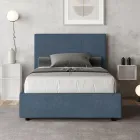 Letto 120x200 cm con Testata a Rettangoli in Microfibra Made in Italy - Brina Viadurini
