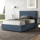 Letto 120x200 cm con Testata a Rettangoli in Microfibra Made in Italy - Brina Viadurini