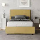 Letto 120x200 cm con Testata a Rettangoli in Microfibra Made in Italy - Brina Viadurini