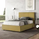 Letto 120x200 cm con Testata a Rettangoli in Microfibra Made in Italy - Brina Viadurini