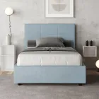 Letto 120x200 cm con Testata a Rettangoli in Microfibra Made in Italy - Brina Viadurini