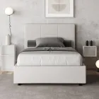 Letto 120x200 cm con Testata a Rettangoli in Similpelle Made in Italy - Brina Viadurini