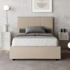 Letto 120x200 cm con Testata a Rettangoli in Similpelle Made in Italy - Brina Viadurini