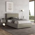Letto 120x200 cm con Testata a Rettangoli in Similpelle Made in Italy - Brina