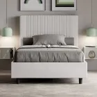 Letto 120x200 cm con Testata Decorata con Linee Verticali Made in Italy - Pattini Viadurini