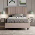 Letto 120x200 cm con Testata Decorata con Linee Verticali Made in Italy - Pattini Viadurini