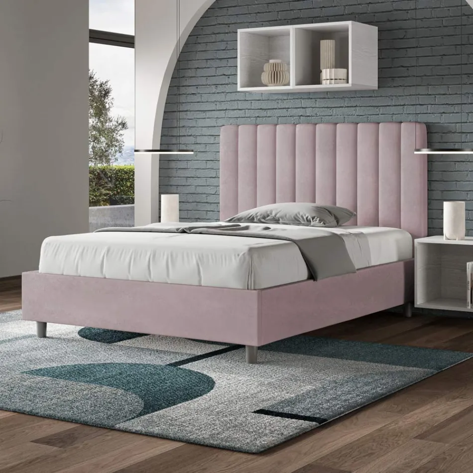 Letto 120x200 cm Microfibra con Linee Verticali Simmetriche Made in Italy - Guanto Viadurini