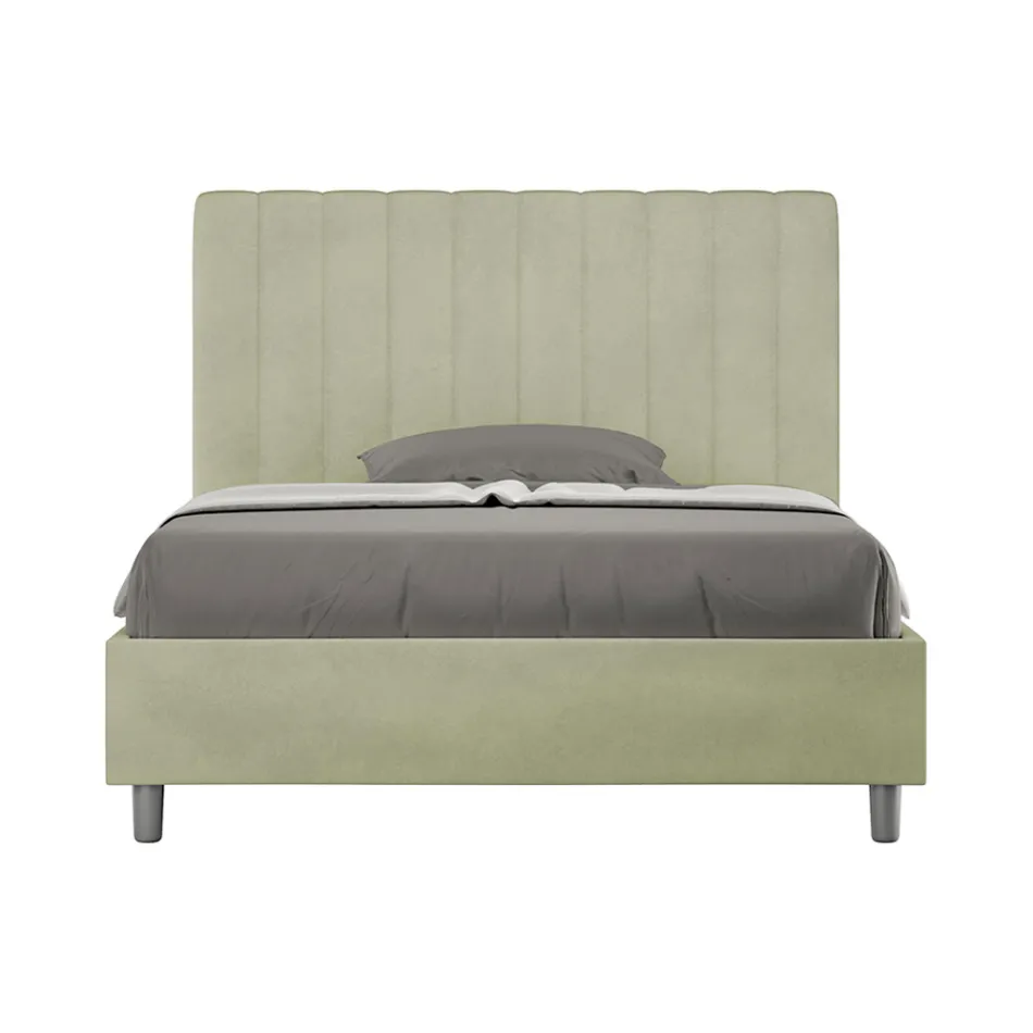 Letto 120x200 cm Microfibra con Linee Verticali Simmetriche Made in Italy - Guanto Viadurini