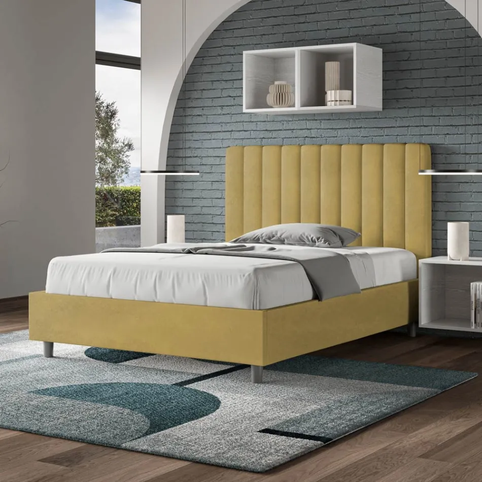 Letto 120x200 cm Microfibra con Linee Verticali Simmetriche Made in Italy - Guanto Viadurini