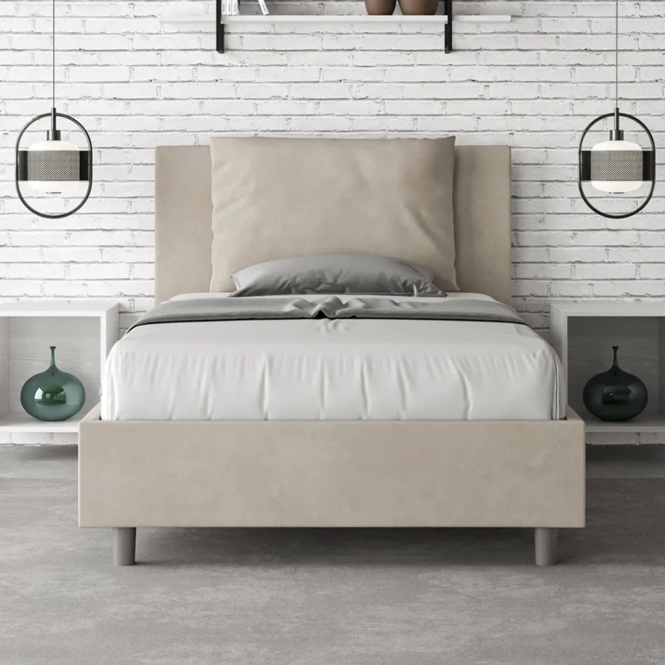 Letto 120x200 cm Testata con Cuscinatura in Microfibra Made in Italy - Olimpiadi Viadurini