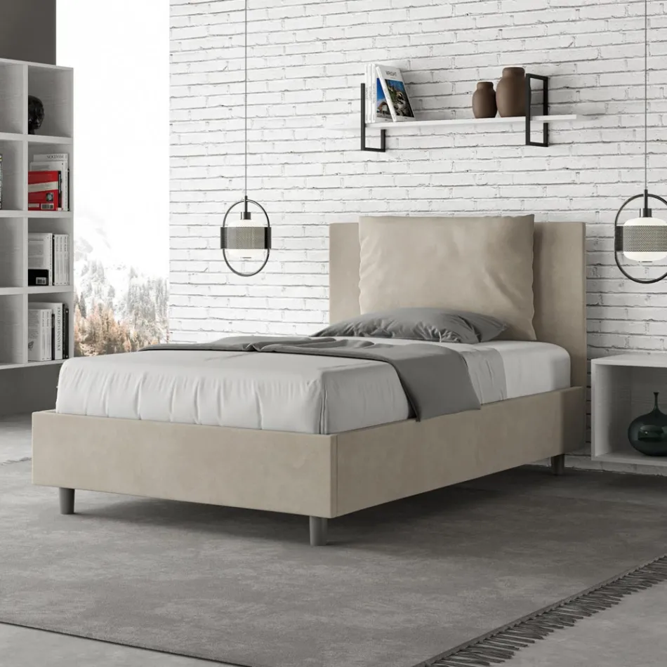 Letto 120x200 cm Testata con Cuscinatura in Microfibra Made in Italy - Olimpiadi Viadurini