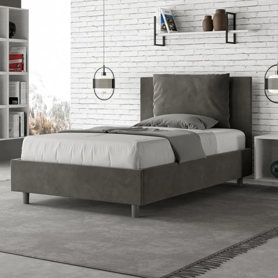 Letto 120x200 cm Testata con Cuscinatura in Microfibra Made in Italy - Olimpiadi Viadurini