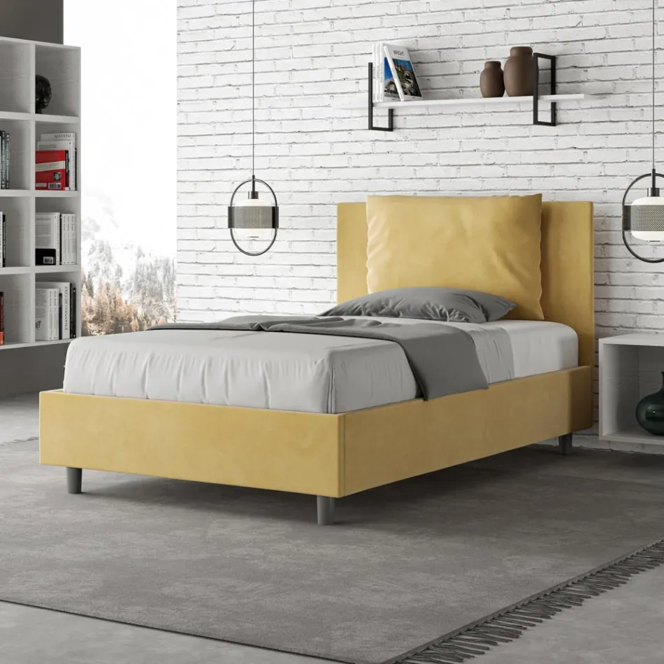 Letto 120x200 cm Testata con Cuscinatura in Microfibra Made in Italy - Olimpiadi Viadurini