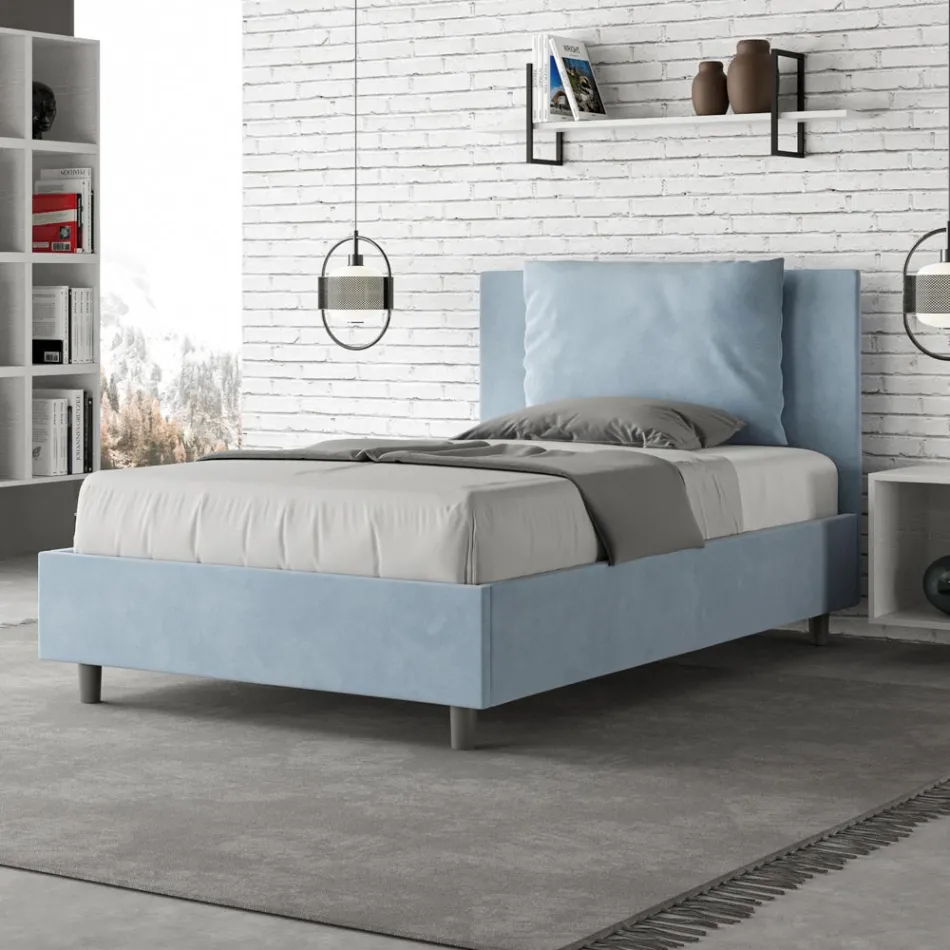Letto 120x200 cm Testata con Cuscinatura in Microfibra Made in Italy - Olimpiadi Viadurini