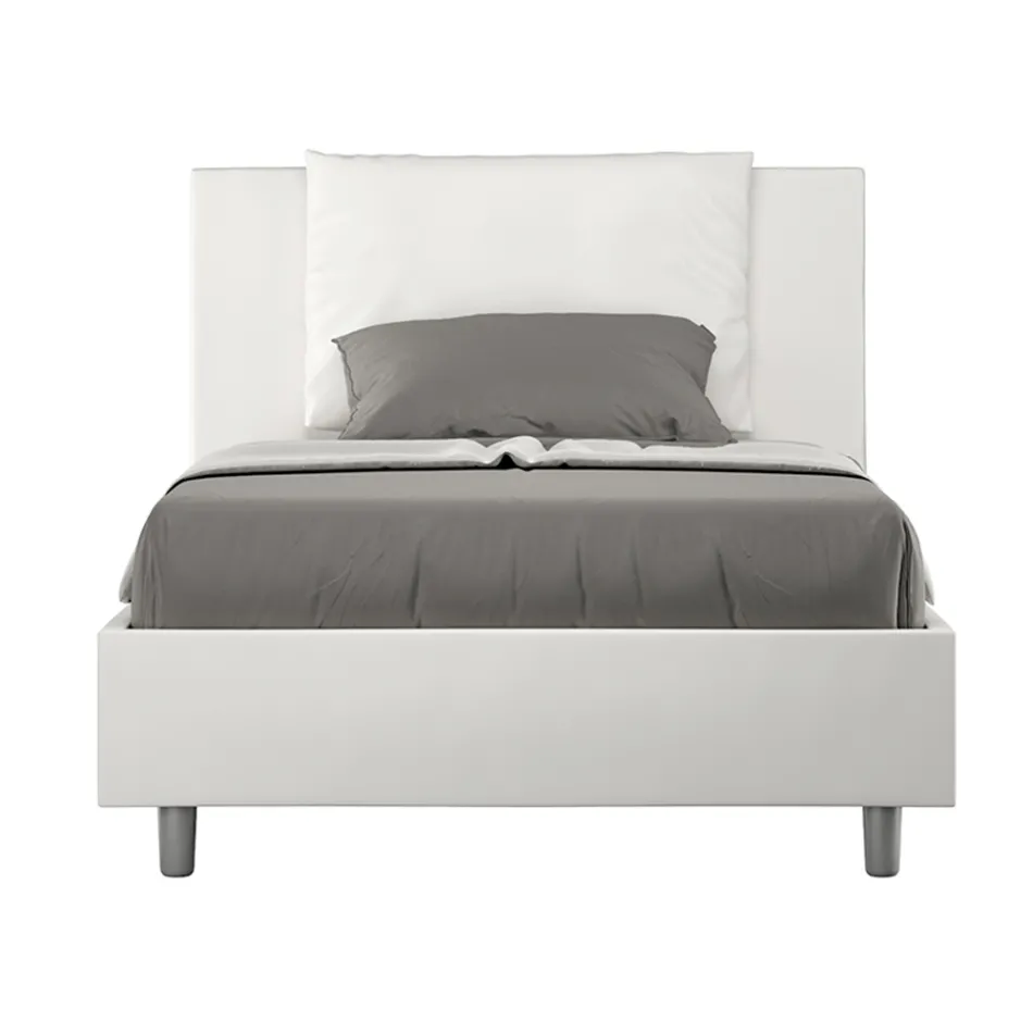 Letto 120x200 cm Testata con Cuscinatura in Similpelle Made in Italy - Olimpiadi Viadurini