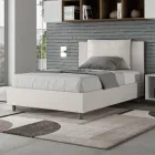 Letto 120x200 cm Testata con Cuscinatura in Similpelle Made in Italy - Olimpiadi Viadurini