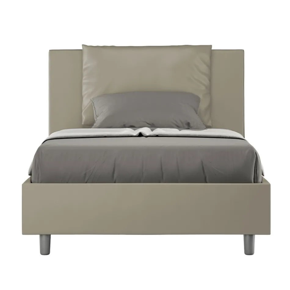Letto 120x200 cm Testata con Cuscinatura in Similpelle Made in Italy - Olimpiadi Viadurini