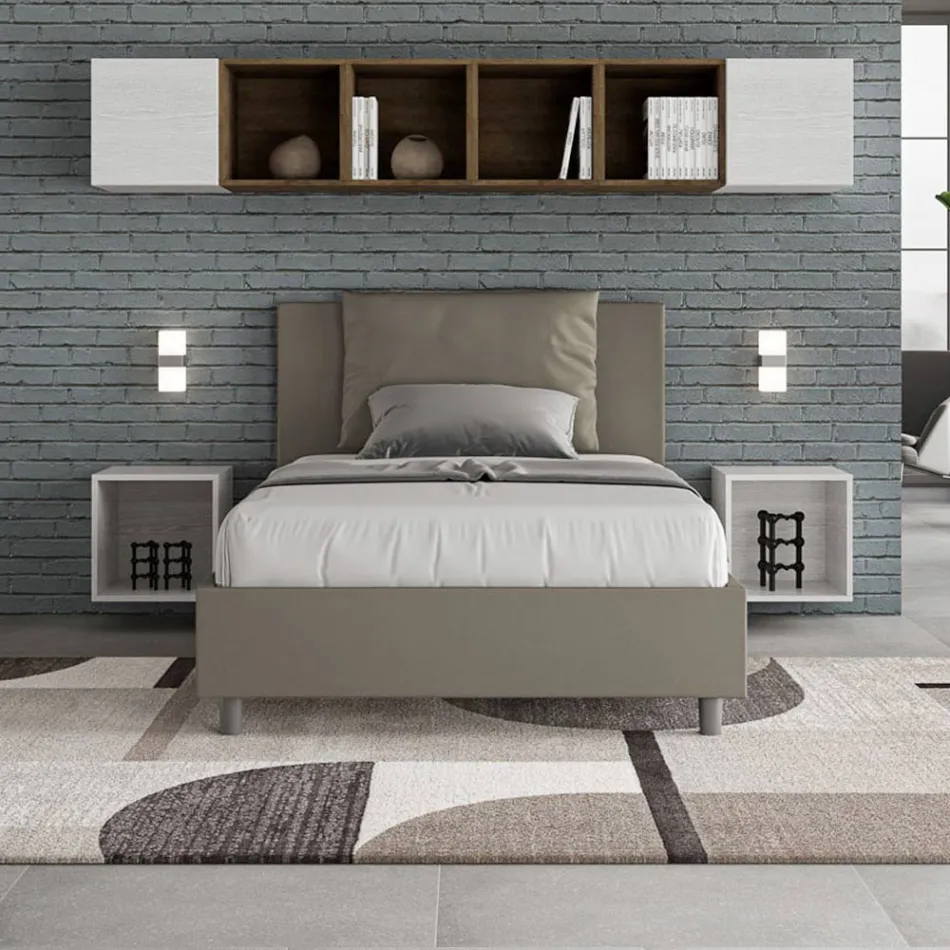 Letto 120x200 cm Testata con Cuscinatura in Similpelle Made in Italy - Olimpiadi Viadurini