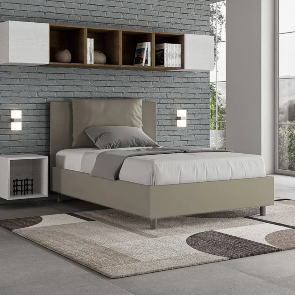 Letto 120x200 cm Testata con Cuscinatura in Similpelle Made in Italy - Olimpiadi Viadurini