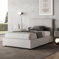 Letto 140x200 cm con Testata a Rettangoli in Similpelle Made in Italy - Brina