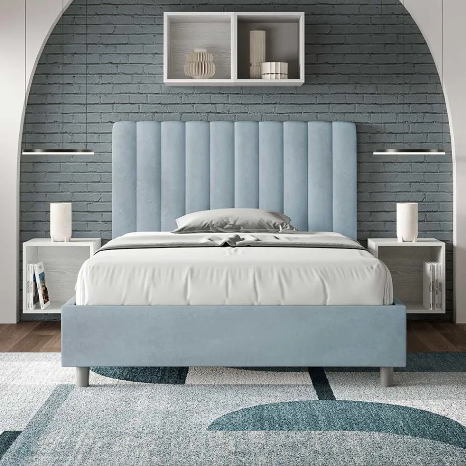 Letto 140x200 cm Microfibra con Linee Verticali Simmetriche Made in Italy - Guanto Viadurini