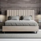 Letto 140x200 cm Microfibra con Linee Verticali Simmetriche Made in Italy - Guanto Viadurini