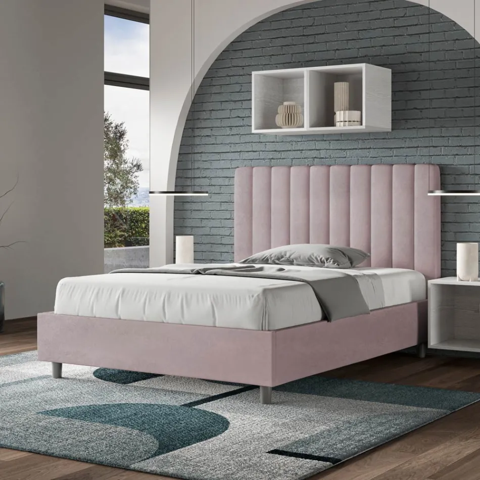 Letto 140x200 cm Microfibra con Linee Verticali Simmetriche Made in Italy - Guanto Viadurini