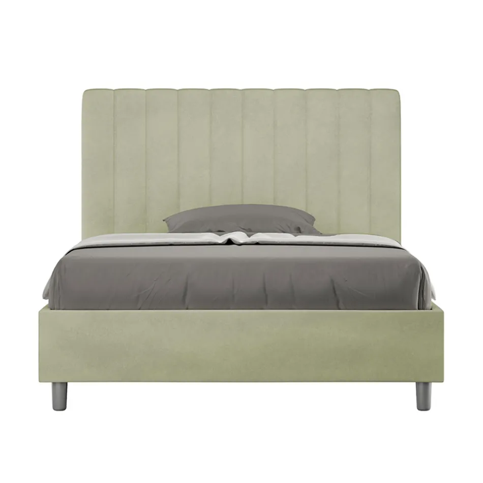 Letto 140x200 cm Microfibra con Linee Verticali Simmetriche Made in Italy - Guanto Viadurini