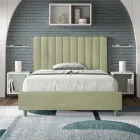 Letto 140x200 cm Microfibra con Linee Verticali Simmetriche Made in Italy - Guanto Viadurini