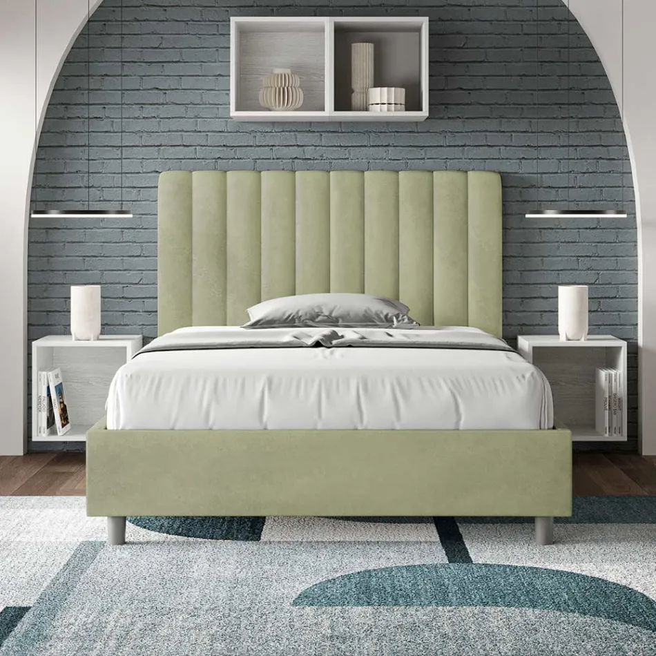 Letto 140x200 cm Microfibra con Linee Verticali Simmetriche Made in Italy - Guanto Viadurini