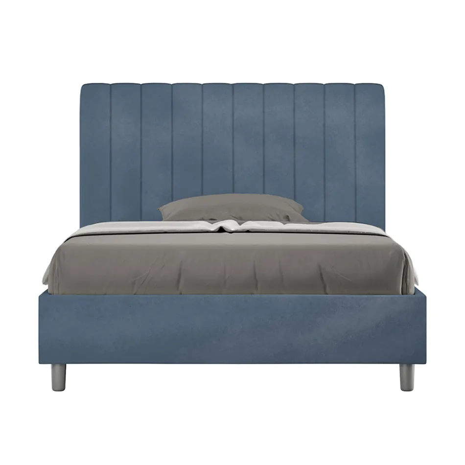 Letto 140x200 cm Microfibra con Linee Verticali Simmetriche Made in Italy - Guanto Viadurini