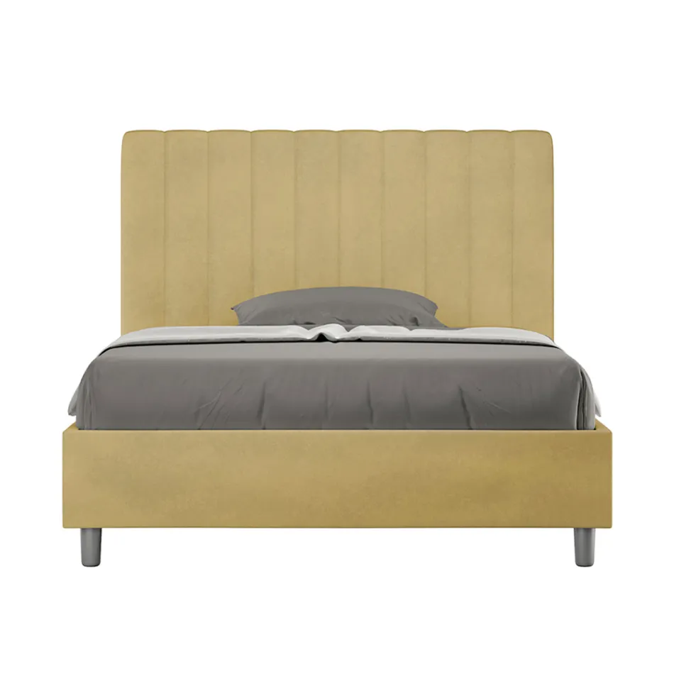 Letto 140x200 cm Microfibra con Linee Verticali Simmetriche Made in Italy - Guanto Viadurini