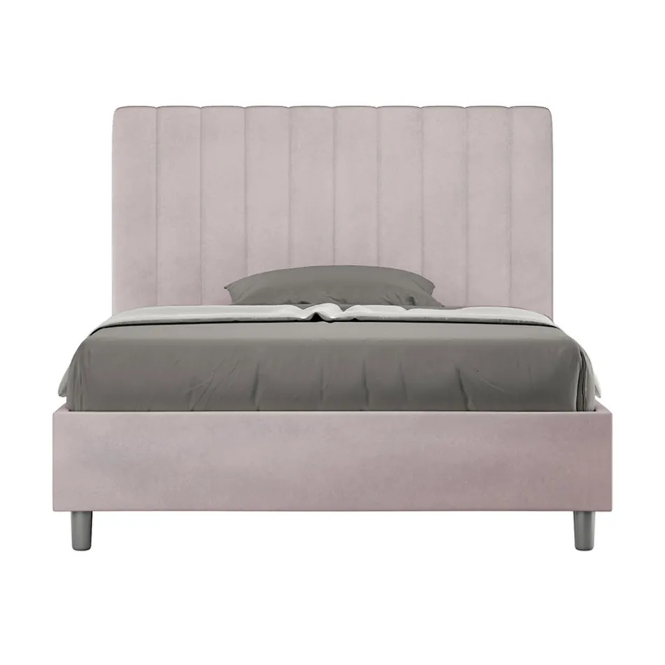 Letto 140x200 cm Microfibra con Linee Verticali Simmetriche Made in Italy - Guanto Viadurini