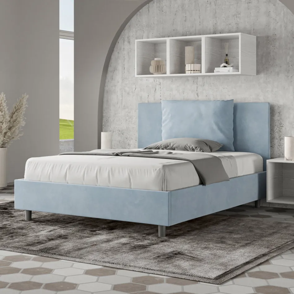 Letto 140x200 cm Testata con Cuscinatura in Microfibra Made in Italy - Olimpiadi Viadurini