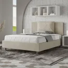 Letto 140x200 cm Testata con Cuscinatura in Microfibra Made in Italy - Olimpiadi Viadurini