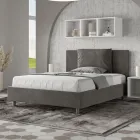 Letto 140x200 cm Testata con Cuscinatura in Microfibra Made in Italy - Olimpiadi Viadurini