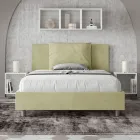 Letto 140x200 cm Testata con Cuscinatura in Microfibra Made in Italy - Olimpiadi Viadurini