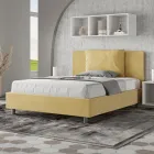Letto 140x200 cm Testata con Cuscinatura in Microfibra Made in Italy - Olimpiadi Viadurini