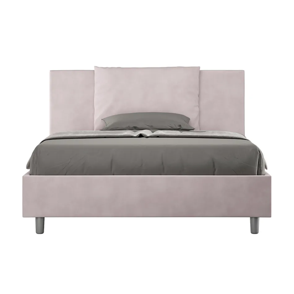 Letto 140x200 cm Testata con Cuscinatura in Microfibra Made in Italy - Olimpiadi Viadurini