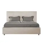 Letto 160x200 cm con Testata a Rettangoli in Microfibra Made in Italy - Brina Viadurini