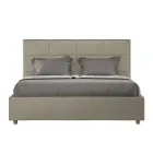 Letto 160x200 cm con Testata a Rettangoli in Similpelle Made in Italy - Brina Viadurini