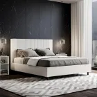 Letto 160x200 cm con Testata Decorata con Linee Verticali Made in Italy - Pattini Viadurini