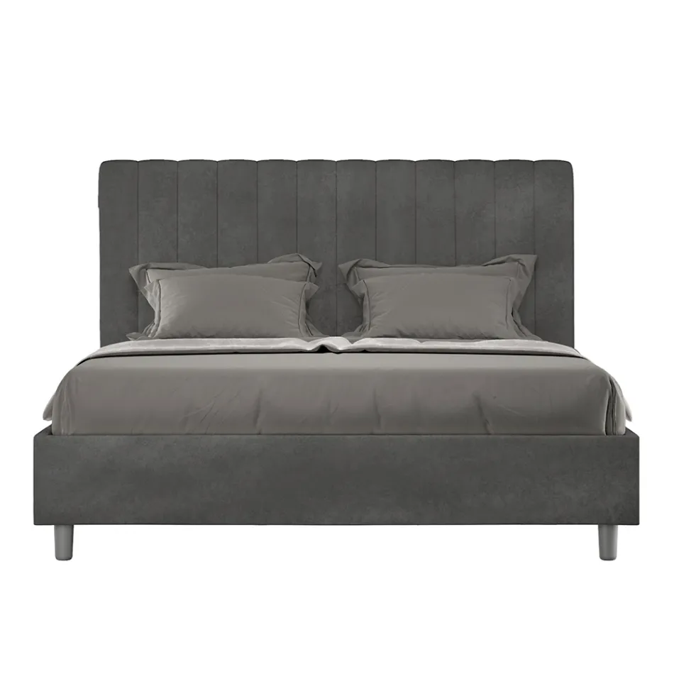 Letto 160x200 cm Microfibra con Linee Verticali Simmetriche Made in Italy - Guanto Viadurini