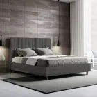 Letto 160x200 cm Microfibra con Linee Verticali Simmetriche Made in Italy - Guanto Viadurini
