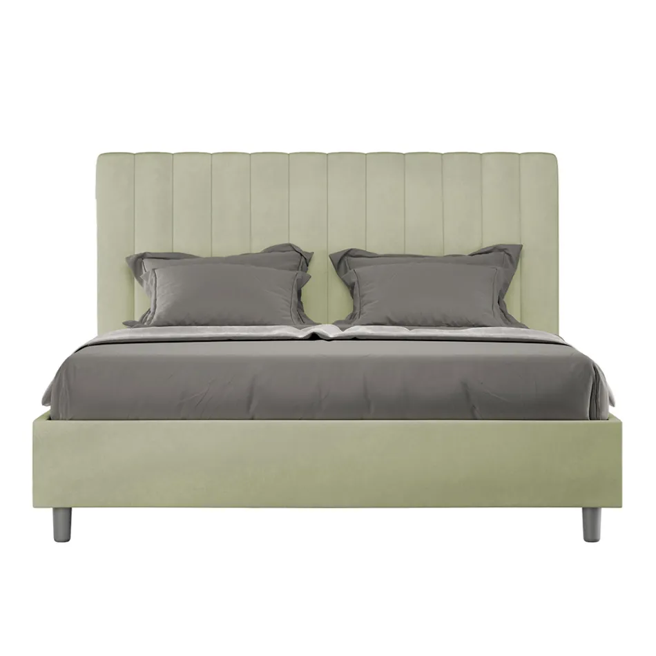 Letto 160x200 cm Microfibra con Linee Verticali Simmetriche Made in Italy - Guanto Viadurini