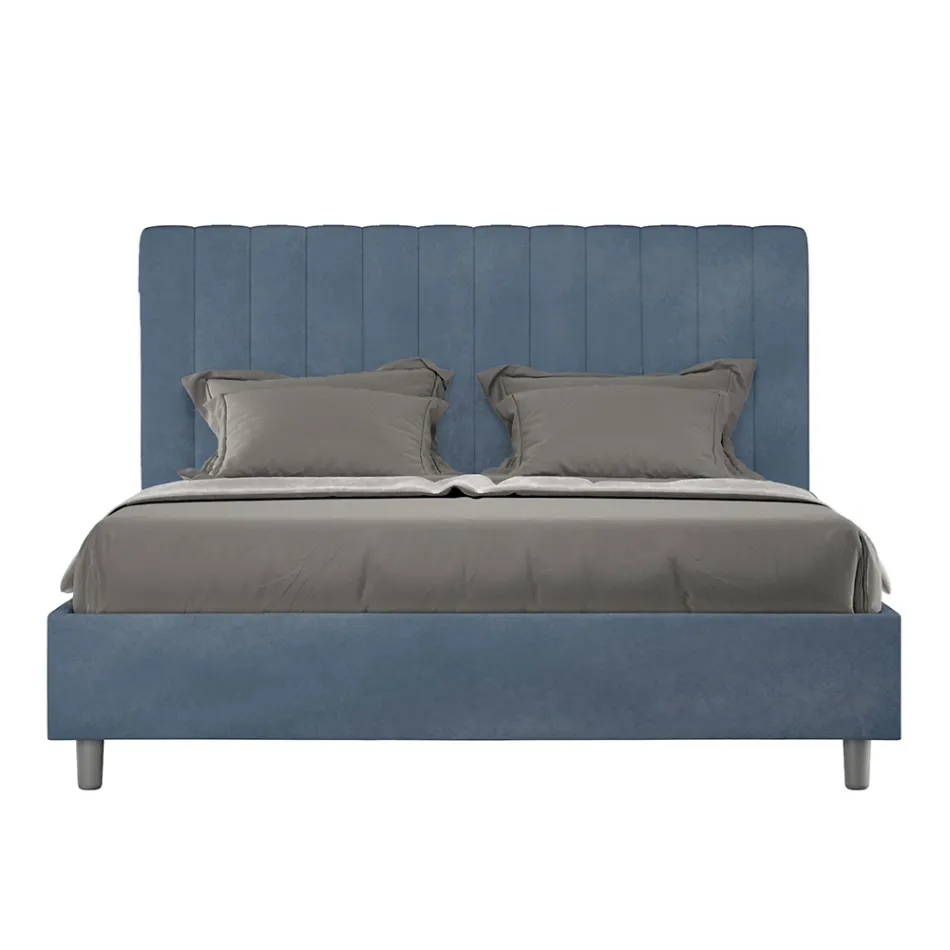 Letto 160x200 cm Microfibra con Linee Verticali Simmetriche Made in Italy - Guanto Viadurini